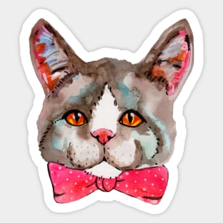 Watercolor cute fluffy kitty cat Sticker